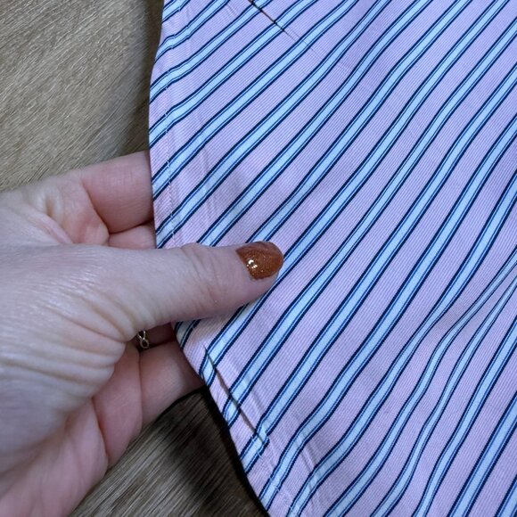 90s Ralph Lauren Mens Cotton Button Down Striped Shirt Pink Blue White 32/33 - Picture 8 of 8